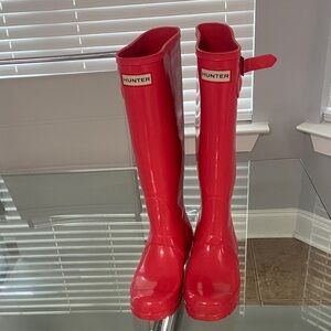 Hunter Glossy Red Tall Boots